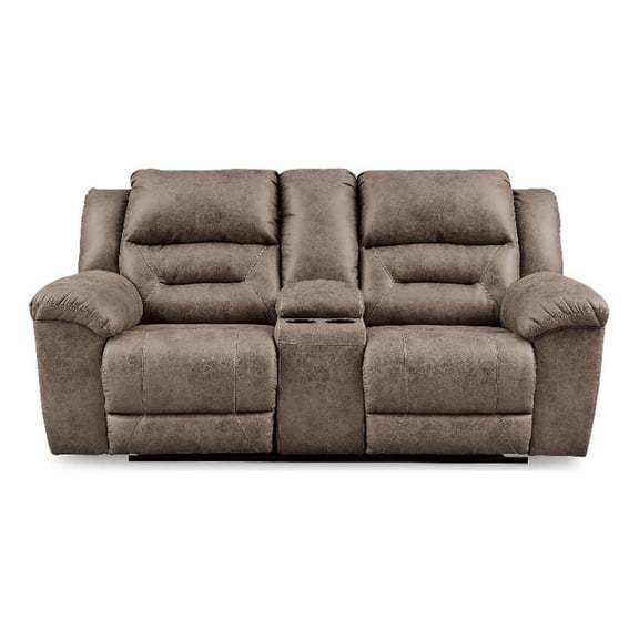 Signature Design by Ashley Truesdale Reclining Loveseat with Console in Gray