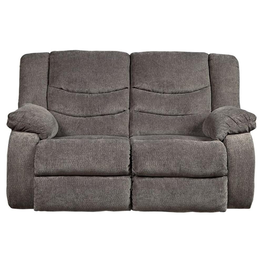 Gray Fabric Manual Reclining Loveseat with Pillow-top Arms