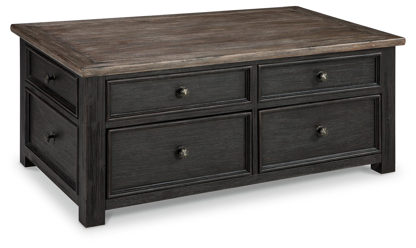 Signature Design by Ashley Tyler Creek 4 Drawer Coffee Table with Lift Top, Grayish Brown/Black