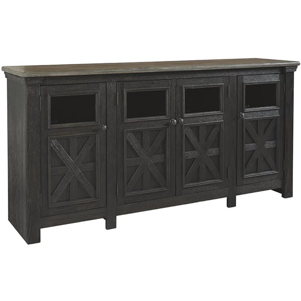 Tyler Creek Black and Gray 74" Farmhouse TV Stand with Cabinet