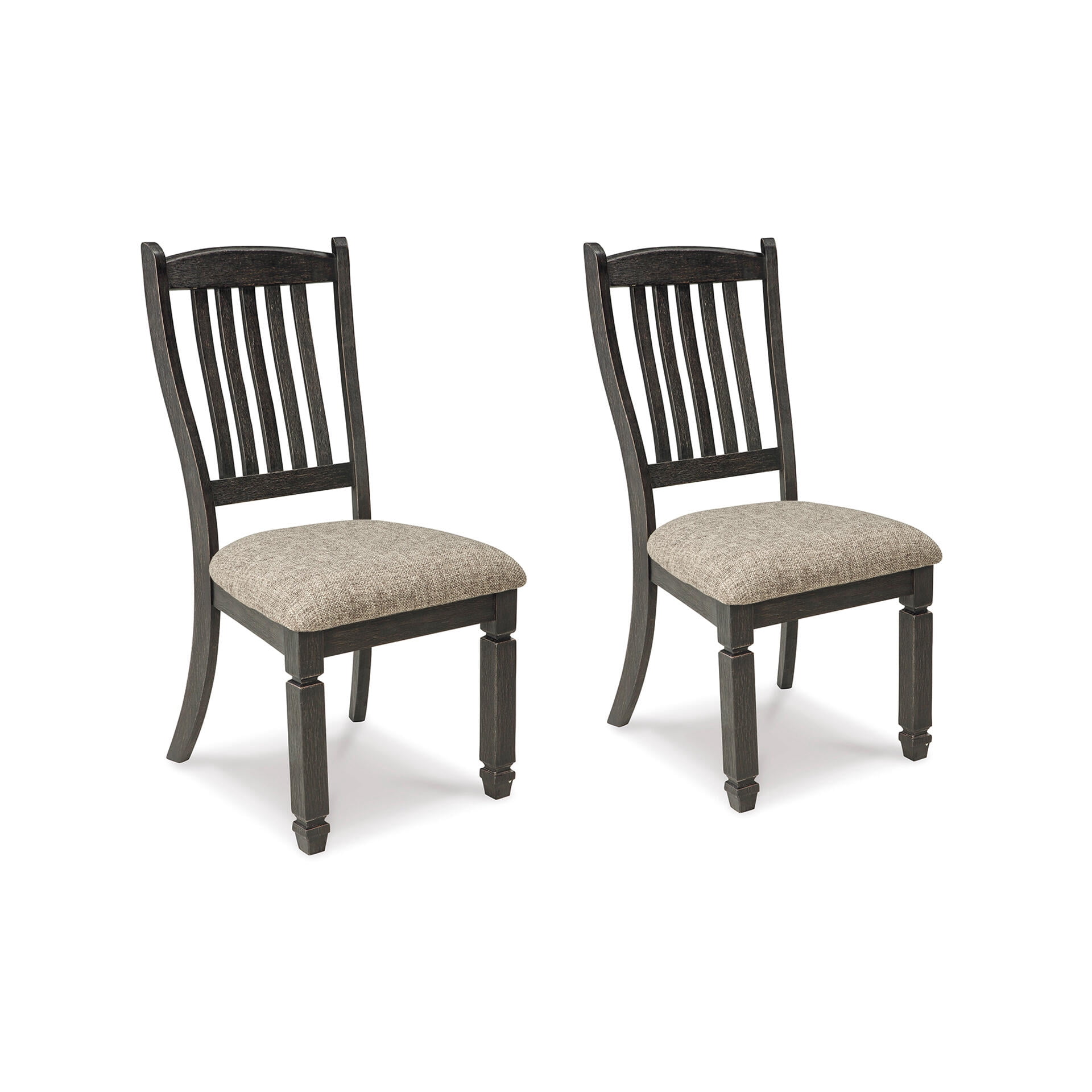 Signature Design by Ashley Tyler Creek Slat Back Dining Chairs Set of 2, Black and Grayish Brown Two-Tone Solid Wood with Cushioned Seats