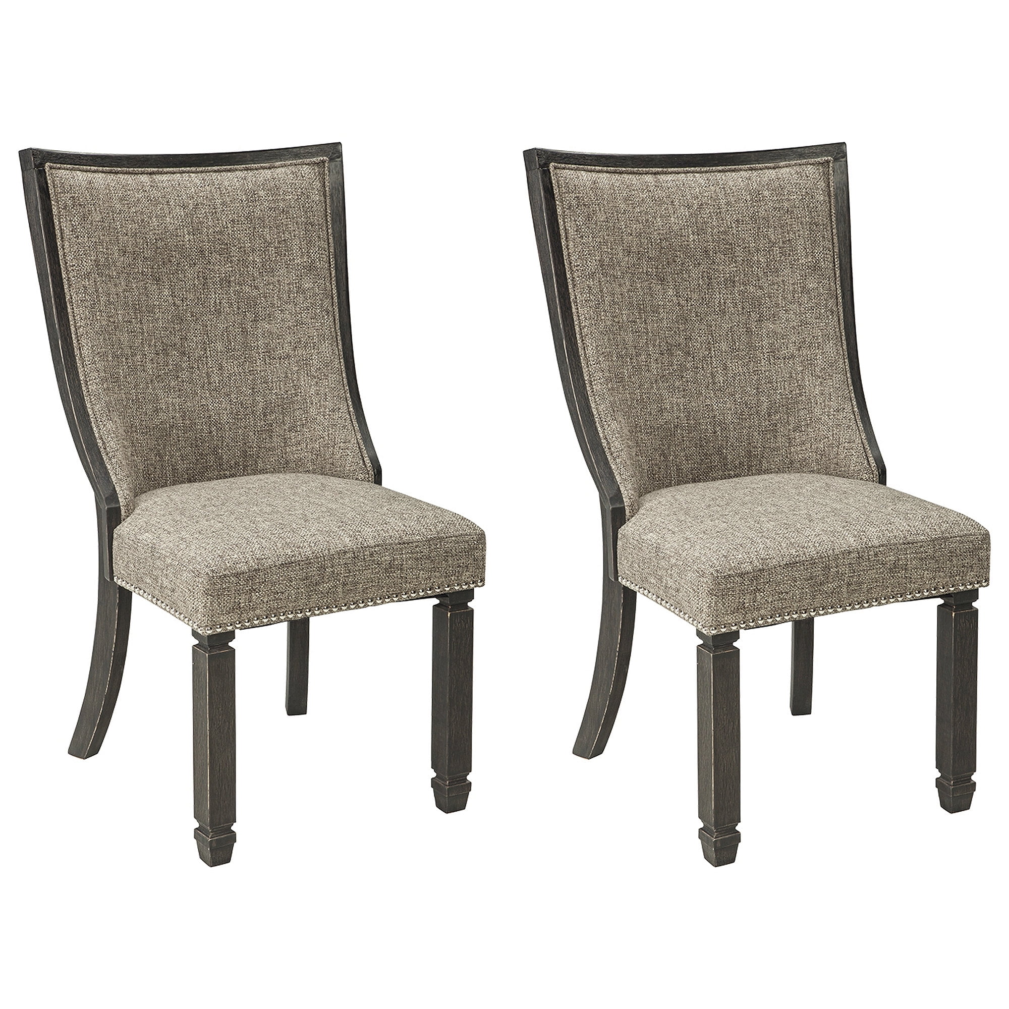 Transitional Black Upholstered Wood Side Chair
