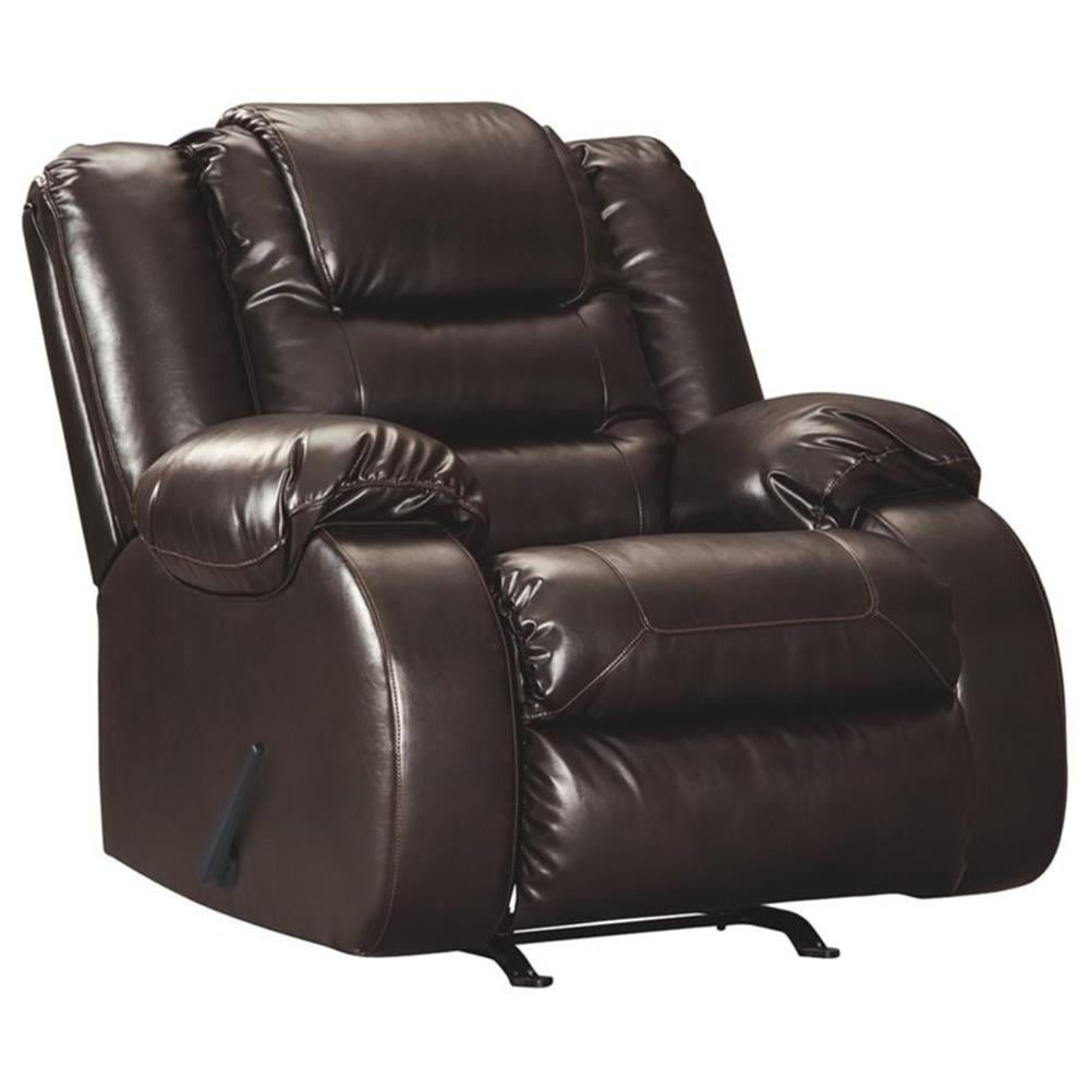 Chocolate Faux Leather Traditional Recliner with Metal Frame