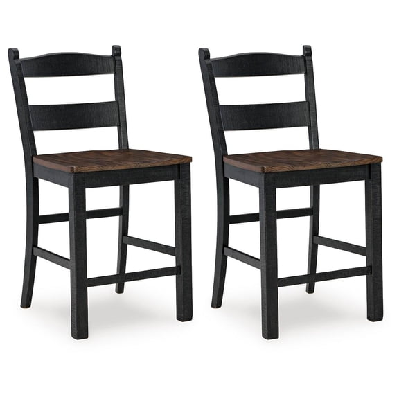 Signature Design by Ashley Valebeck Counter Height Bar Stool, Set of 2, Black/Brown