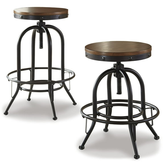 Signature Design by Ashley Valebeck Industrial Pub Height 29.5" Swivel Bar Stool, Set of 2