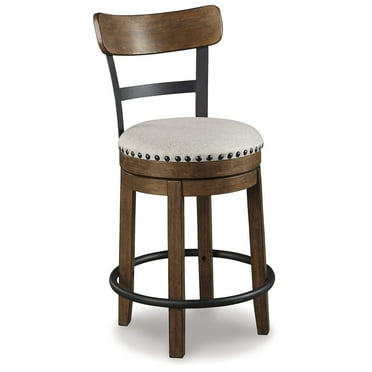 Signature Design by Ashley Valebeck Rustic Farmhouse 24.5” Counter Height Swivel Bar Stool, Brown