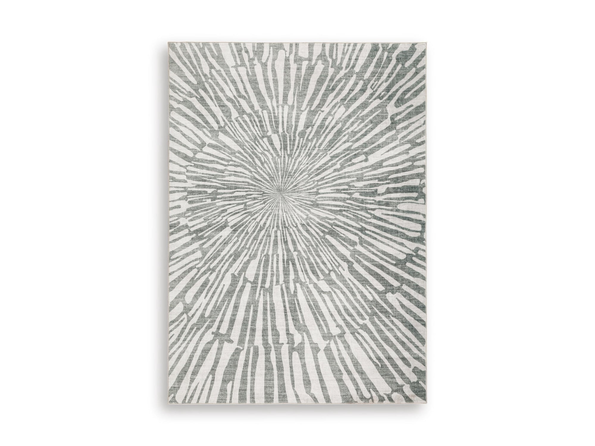 Signature Design by Ashley Verland 5' x 7' Washable Area Rug, Gray/White Sunburst Faux Fur Rug
