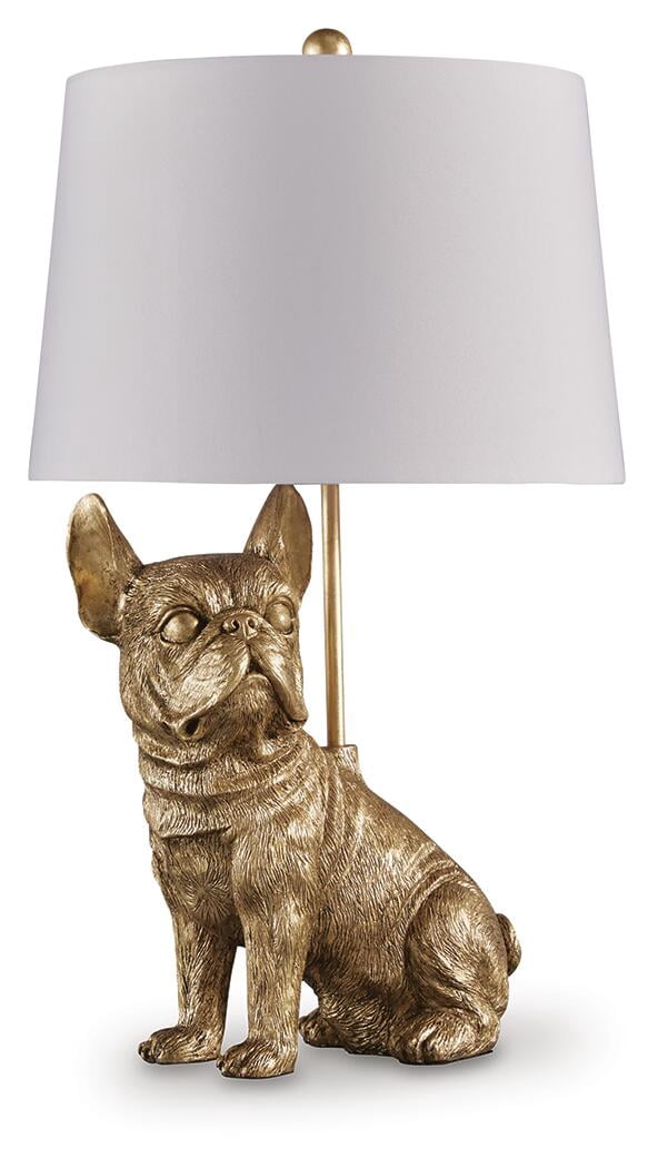 Signature Design by Ashley Wadeland Table Lamp, Gold Finish, 26" Tall, French Bulldog Base