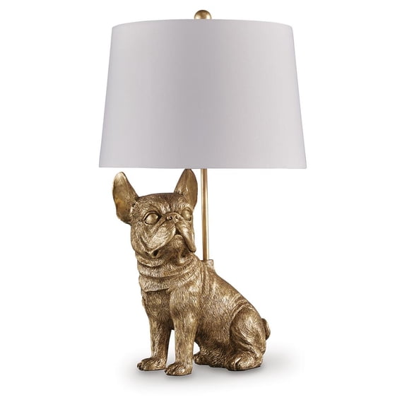 Signature Design by Ashley Wadeland Table Lamp, Gold Finish, 26" Tall, French Bulldog Base