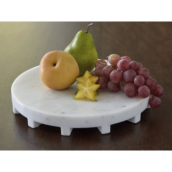 Signature Design by Ashley Wainmoore Marble Serving Tray, White Marble Decorative Tray, Food Safe