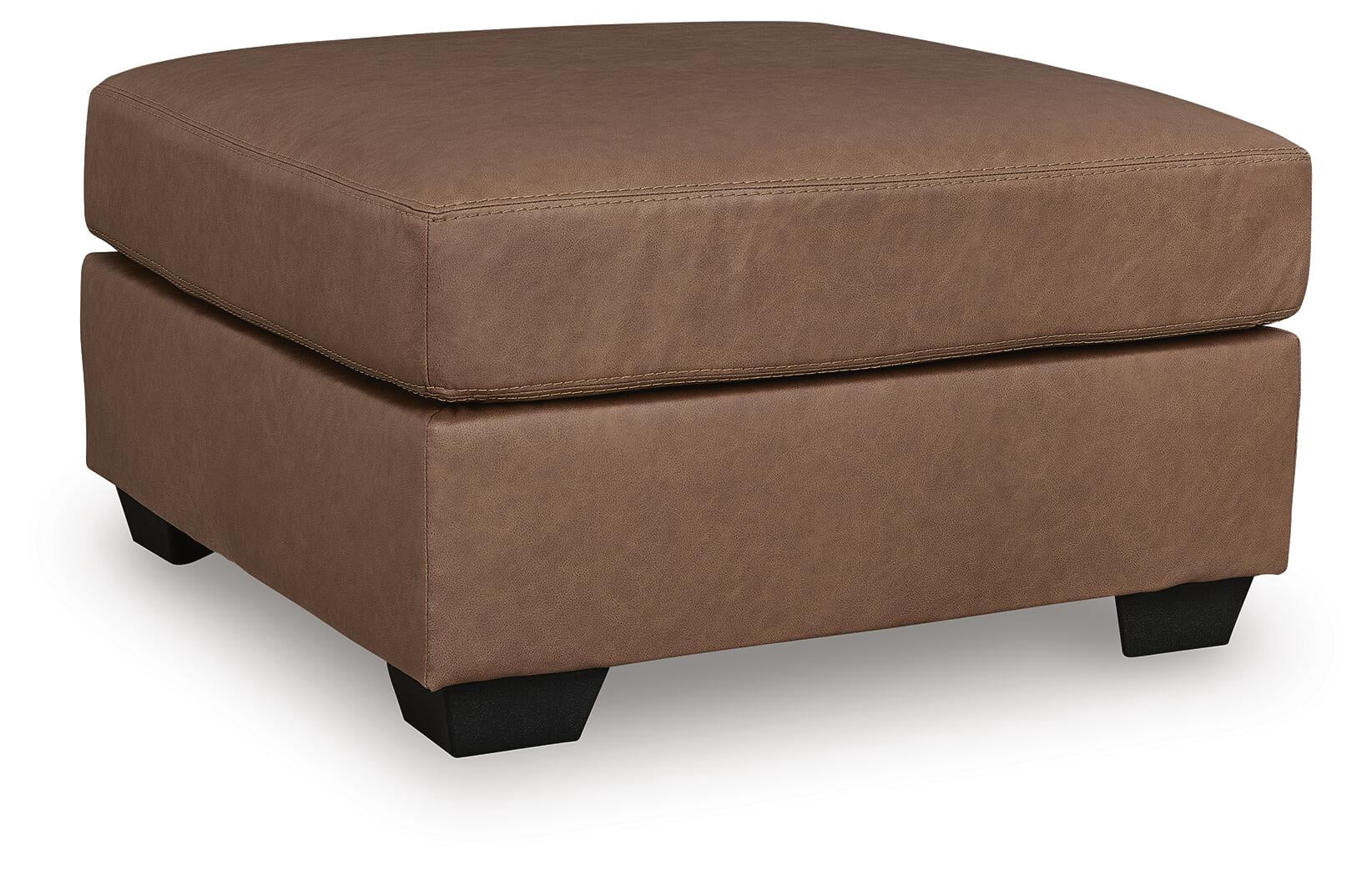 Signature Design by Ashley Walker Point Oversized Accent Ottoman, Faux Leather, Caramel