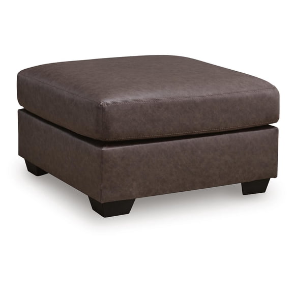 Signature Design by Ashley Walker Point Oversized Accent Ottoman, Faux Leather, Umber