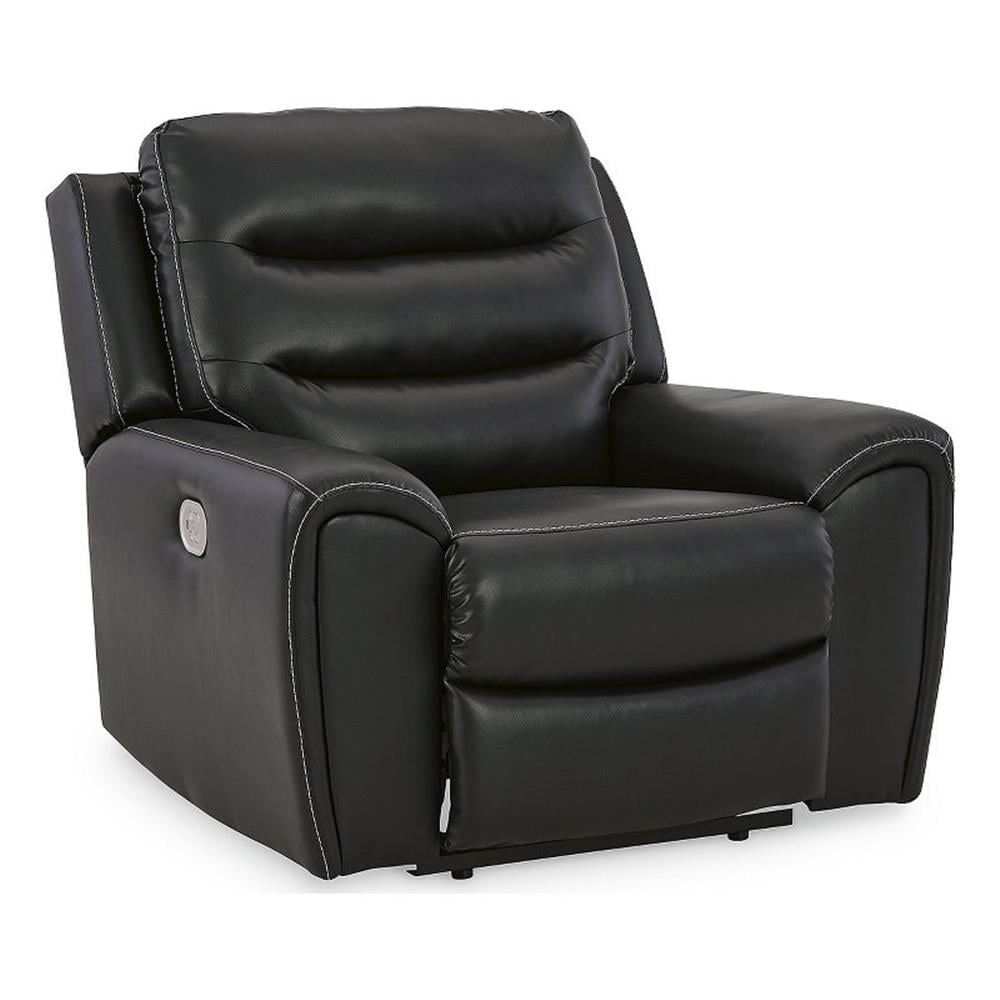 Black Faux Leather Power Recliner with Adjustable Headrest