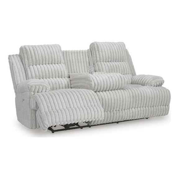Signature Design by Ashley Westover Lane Power Reclining Sofa in Light Gray