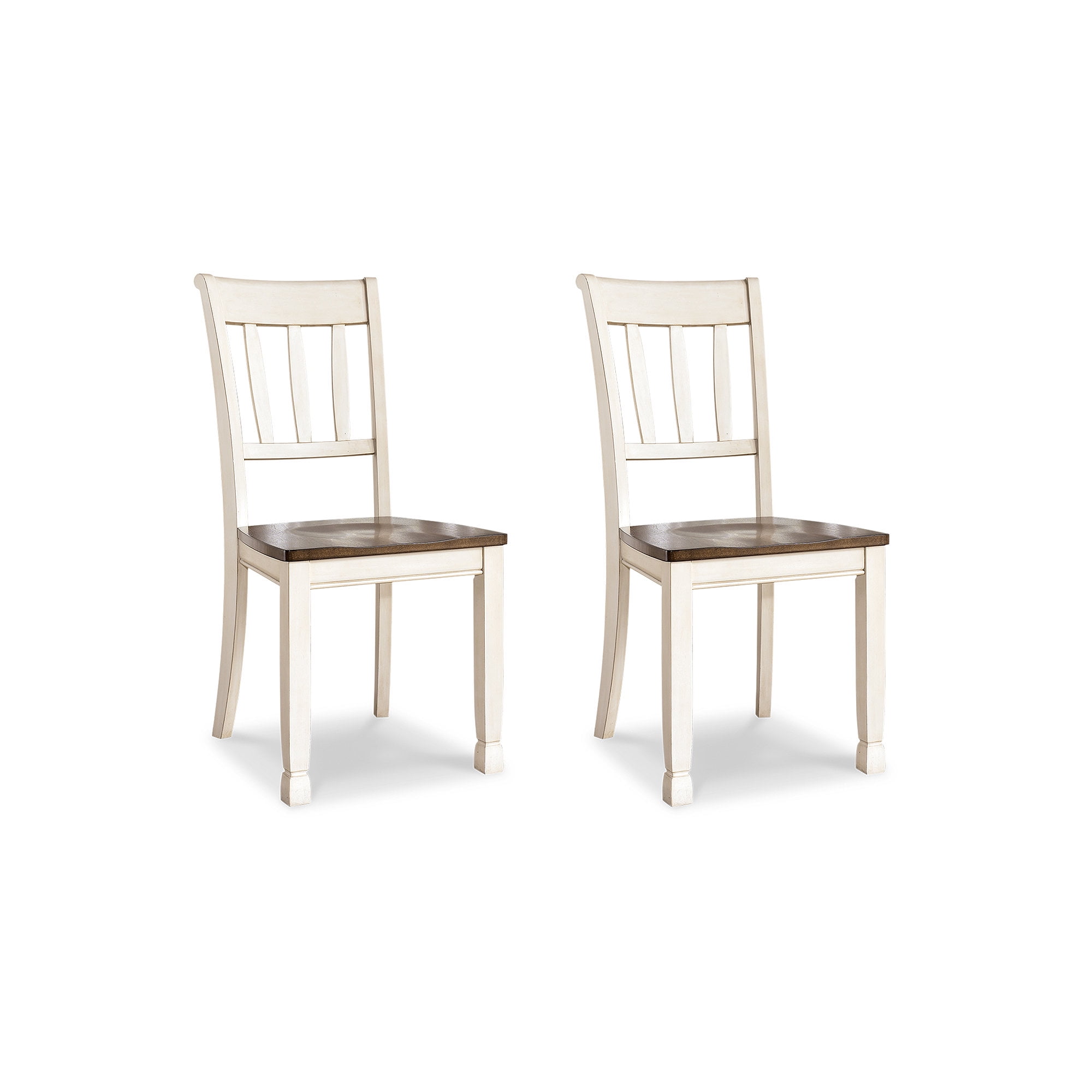 Cottage Charm Two-Tone Wooden Side Chair with Slat Back Design
