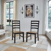 Signature Design by Ashley Wildenauer Dining Side Chair, Brown/Black, Two-Tone Farmhouse Wood Chair with Ladderback Design