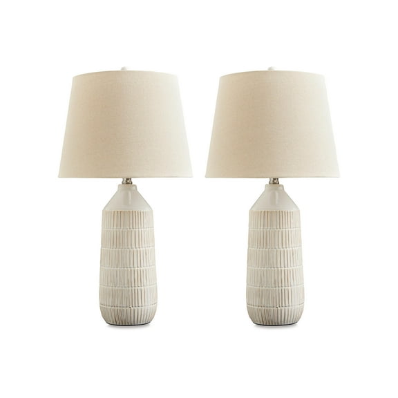 Signature Design by Ashley Willport Contemporary 27" Ceramic Table Lamp, Set of 2, Off White