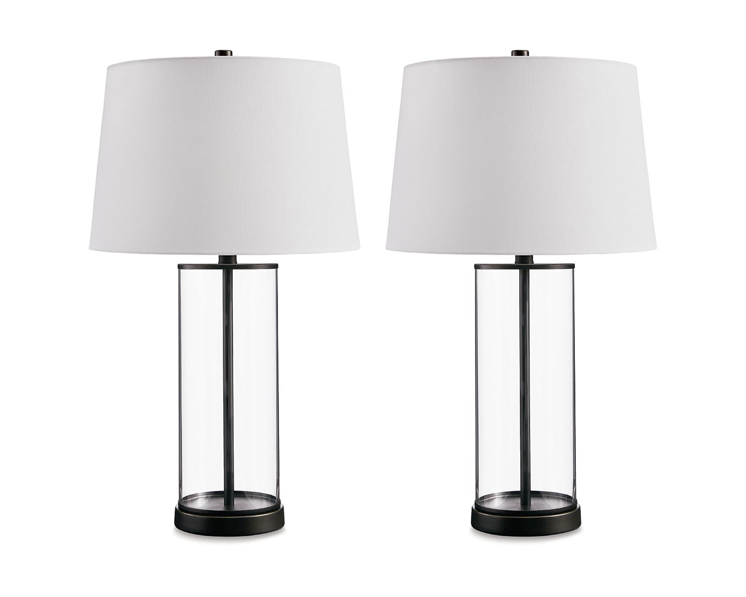 Wilmburgh 26" Clear Glass and Bronze Table Lamp Set with USB-C