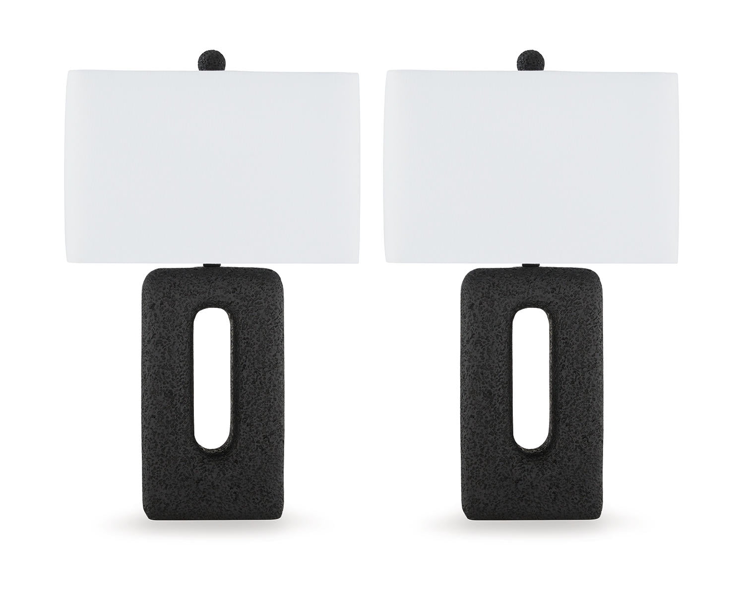 Black Textured Polyresin Table Lamp Set with 3-Way Switch
