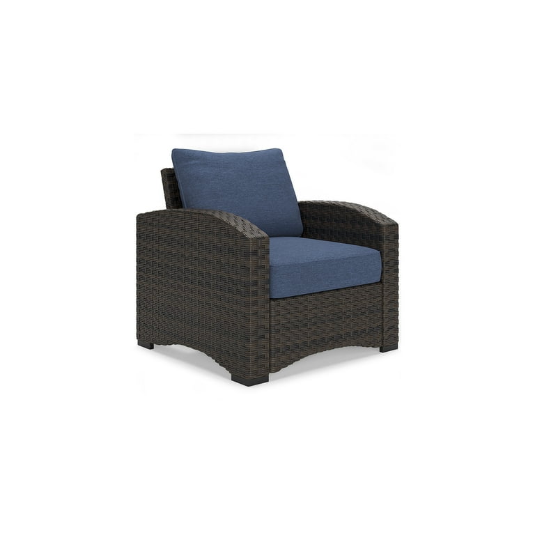 Windglow Outdoor Lounge Chair with Cushion - Blue/Brown Windglow Outdoor Lounge Chair with Cushion - Blue/Brown