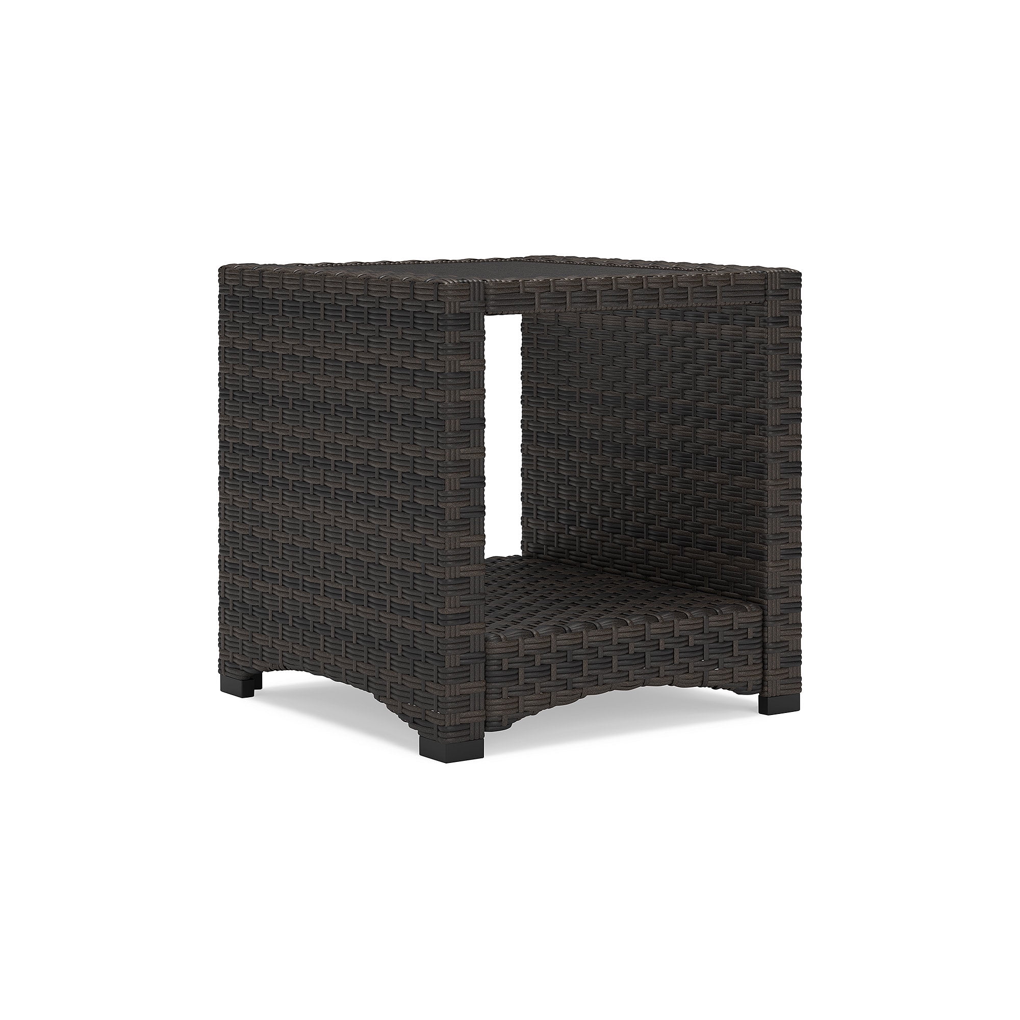 Brown Wicker Square Outdoor End Table