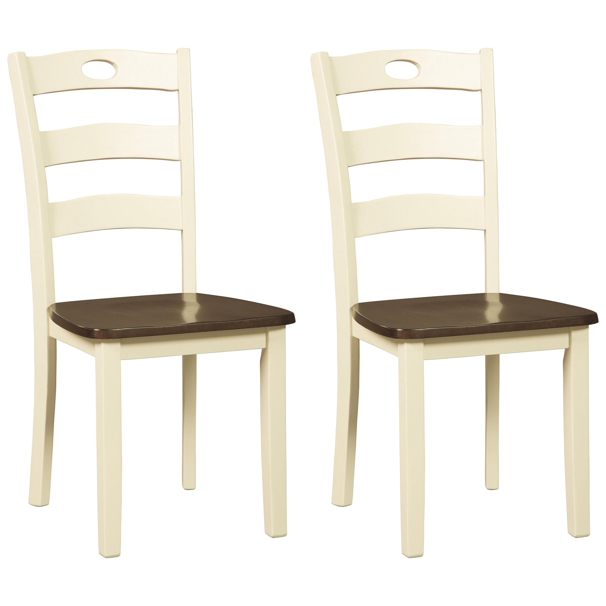Signature Design by Ashley Woodanville Cottage Ladderback Dining Chair, Set of 2, Cream & Brown
