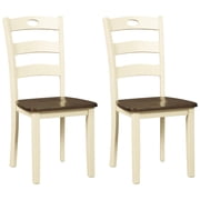 Signature Design by Ashley Woodanville Cottage Ladderback Dining Chair, Set of 2, Cream & Brown