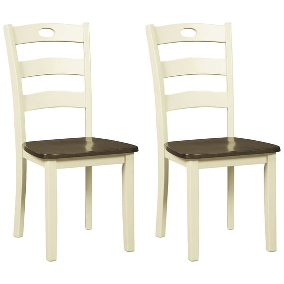 Signature Design by Ashley Woodanville Cottage Ladderback Dining Chair, Set of 2, Cream & Brown