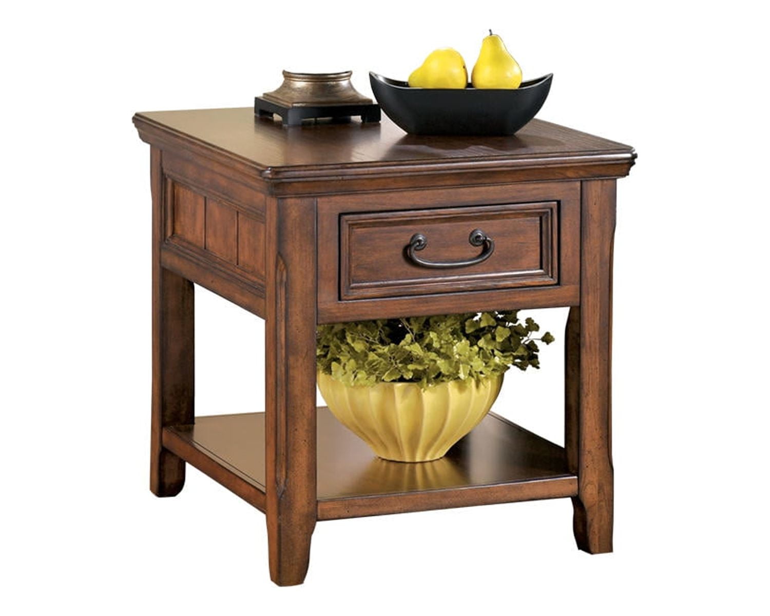 Woodboro Rustic Refined Brown Rectangular End Table with Storage