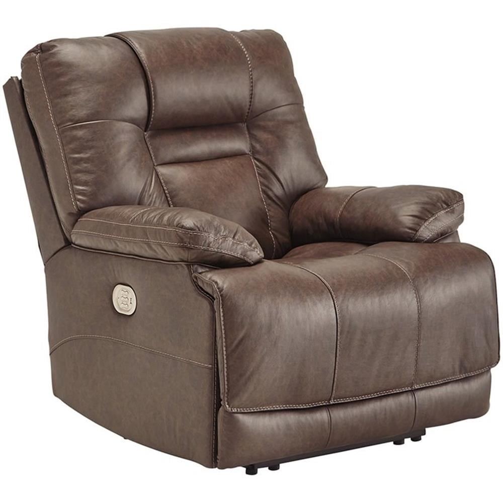 Umber Leather Power Recliner with Adjustable Headrest