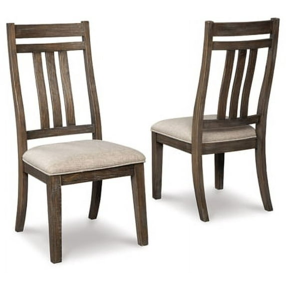 Signature Design by Ashley Wyndahl Rustic Modern Cushioned Dining Chair, Set of 2, Distressed Brown