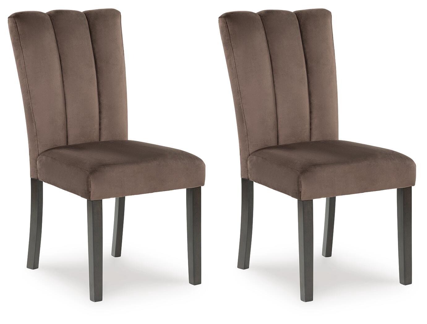 Signature Design by Ashley Zendalia Dining Chairs | Elegant Channel-Stitched Velvet Side Chairs | Set of 2, Mocha Brown