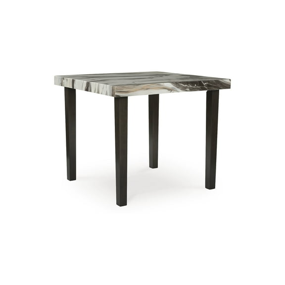 Signature Design by Ashley Zendalia Square Counter Height Dining Table - Dark Brown & Beige Faux Marble Top, Seats 4