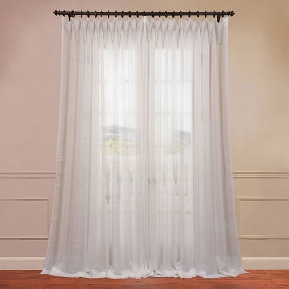 Signature Double Layered Off White 50 x 120-Inch Sheer Curtain