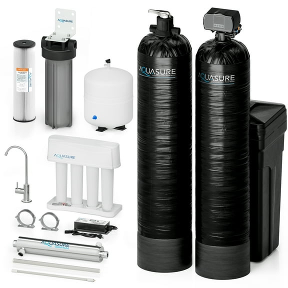 Signature Elite Whole House Water Treatment System with Fine Mesh Resin and KDF85 Carbon Media and 18 GPM Hight Output Quantum UV Sterilizer System