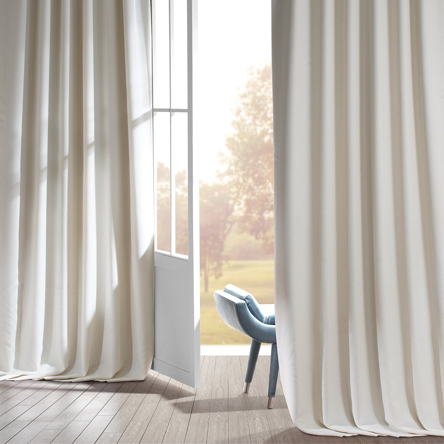 Signature Excursion Ivory Faux Linen Blackout Curtain (1 Panel), Excursion Ivory, 50W X 108L