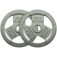 thumbnail image 1 of Signature Fitness 2-Grip Olympic Cast Iron Weight Plates, 2-Inch Hole, 2.5LB–45LB, Black with Silver Lettering, 1 of 7
