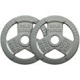 thumbnail image 1 of Signature Fitness 2-Grip Olympic Cast Iron Weight Plates, 2-Inch Hole, 2.5LB–45LB, Black with Silver Lettering, 1 of 7