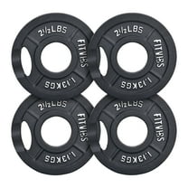 Signature Fitness 2-Grip Olympic Cast Iron Weight Plates, 2-Inch Hole, 2.5LB–45LB, Black with Silver Lettering