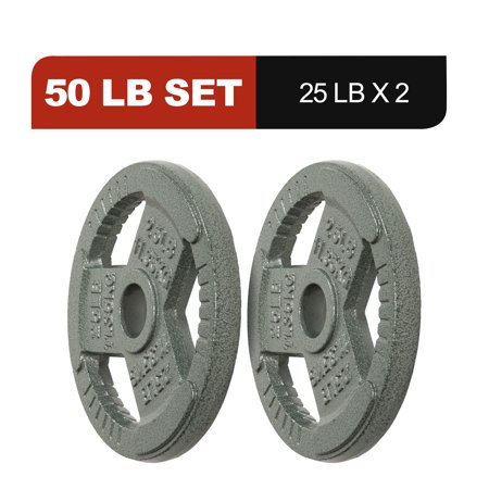 Signature Fitness 2-Inch Cast Iron Weight Plates – Olympic Barbell Plates for Strength and Resistance Training, Multiple Sizes Available