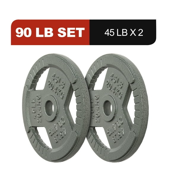 Signature Fitness 2-Inch Cast Iron Weight Plates – Olympic Barbell Plates for Strength and Resistance Training, Multiple Sizes Available