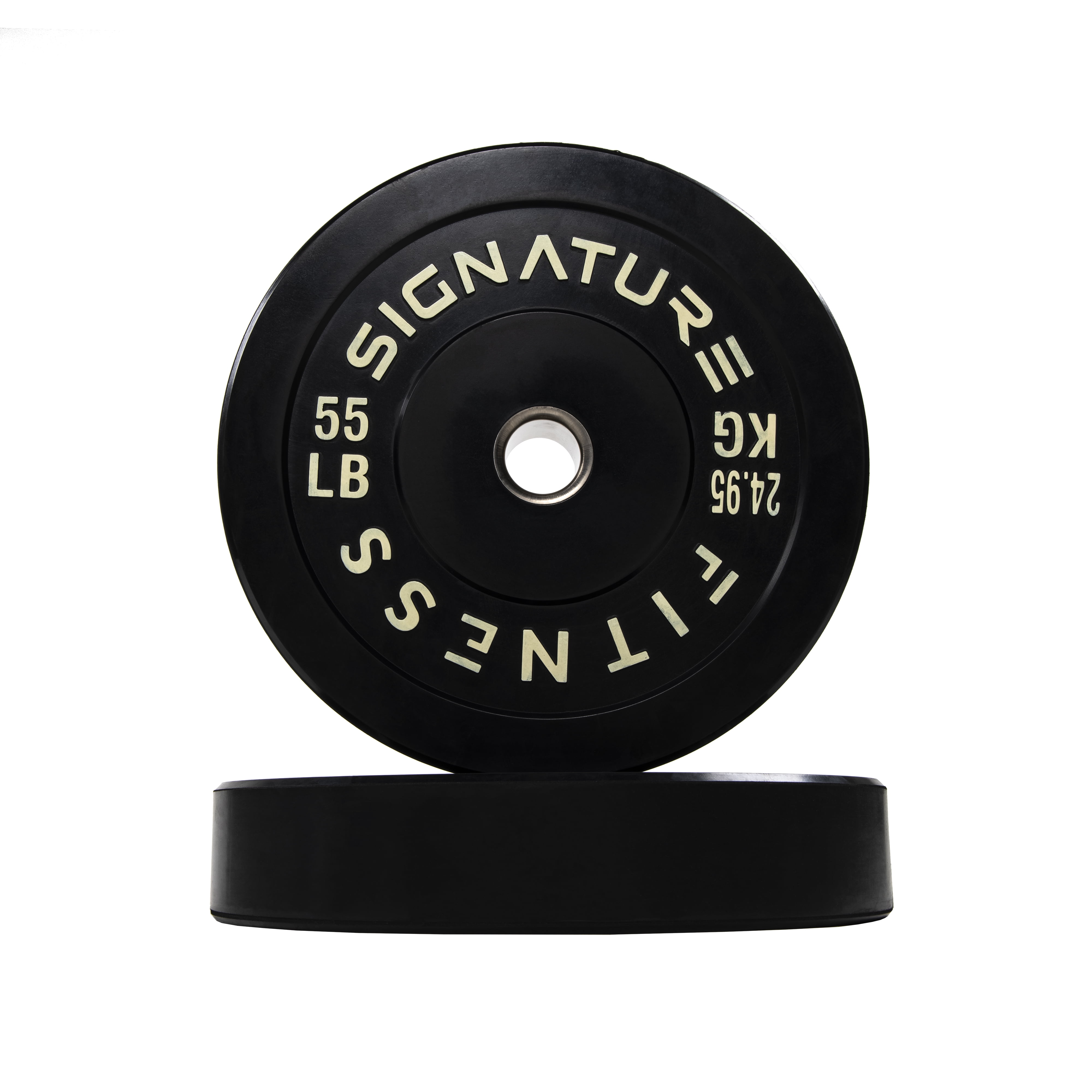 Signature Fitness 2" Olympic Bumper Plate Weight Plates with Steel Hub in Pairs or Sets - 100% Virgin Rubber