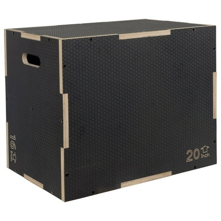 Signature Fitness 24" x 20" x 16" Plyo Box Non-Slip Jump Platform, Gray