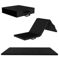 Signature Fitness 2ft x 6ft x 2in Folding Gymnastics Mat, 3-Panel Exercise Mat for Yoga, Tumbling, Stretching, Home Gym, PVC Leather EPE Foam, Multiple Colors