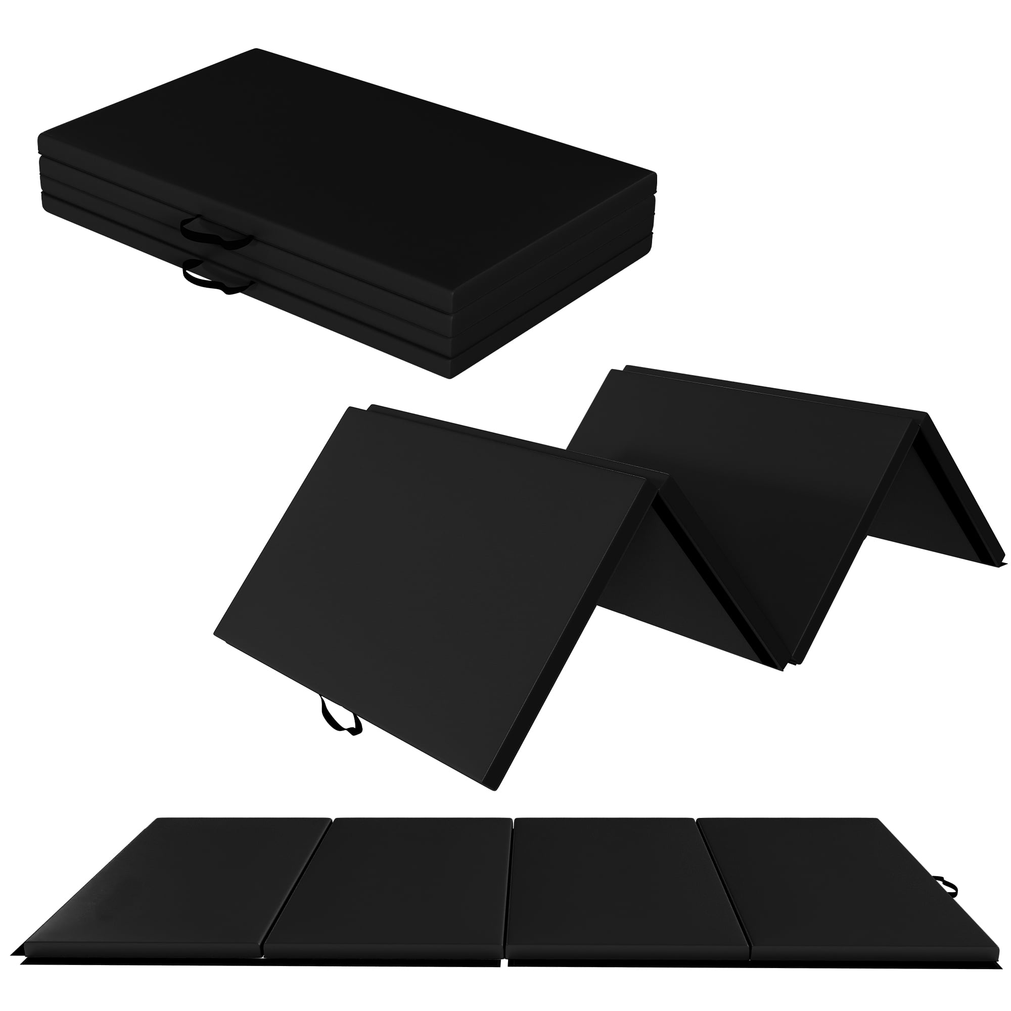 Signature Fitness 2ft x 6ft x 2in Folding Gymnastics Mat, 3-Panel Exercise Mat for Yoga, Tumbling, Stretching, Home Gym, PVC Leather + EPE Foam, Multiple Colors