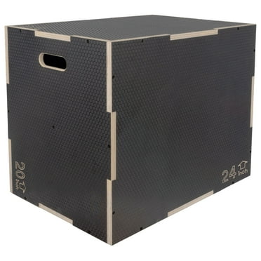 Signature Fitness 30" x 24" x 20" Plyo Box Non-Slip Jump Platform, Home Gym Workout, Gray