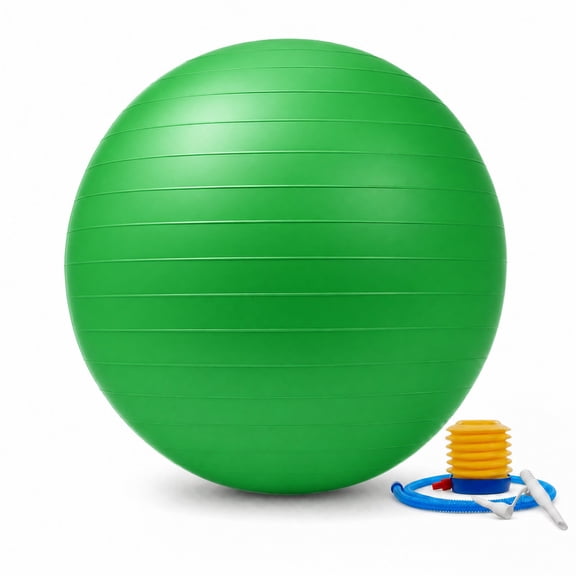 Signature Fitness 45 cm Yoga Exercise Ball with Foot Pump, Anti-Burst Slip-Resistant Stability Ball for Pregnancy, Pilates, Fitness, Balance & Core Workouts, Green