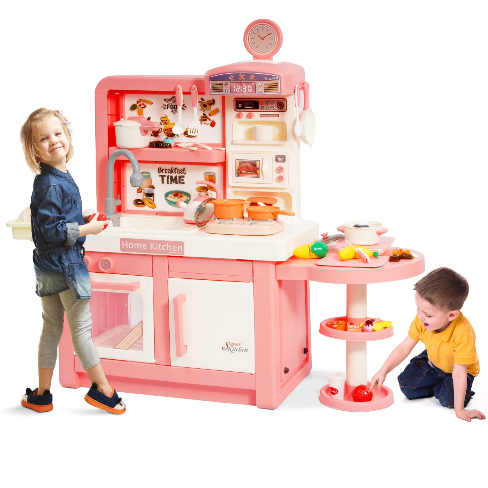Signature Fitness 49-Piece Toddler Kitchen Playset，Pretend Food