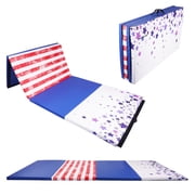 Signature Fitness 4ft x 10ft x 3in Folding Gymnastics Mat, 4-Panel Extra Thick Exercise Mat with Handles, PVC Leather + EPE Foam, Multiple Colors