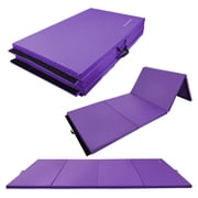 Signature Fitness 4ft x 8ft x 2in Folding Gymnastics Mat, 4-Panel Exercise Mat with Handles, PVC Leather + EPE Foam, Multiple Colors